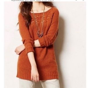 Anthropologie Moth Dash Pointelle Wool Alpaca Blend Tunic Sweater Size XS